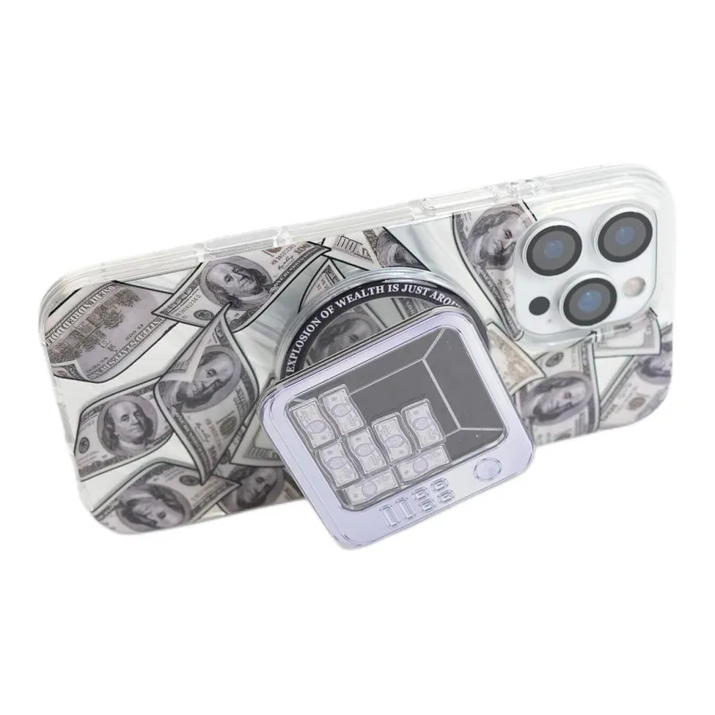 Sopi Acrylic Material Dollar Bill Magnetic Stand Phone Cases Compatible With IPhone 16/15 Pro Max/Apple 13/14 Pro/Max-3