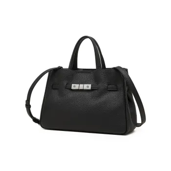 PIERRE CARDIN Cow Leather Shoulder Bag, Handbag Tubas Women's Black/Beige/Elephant Gray