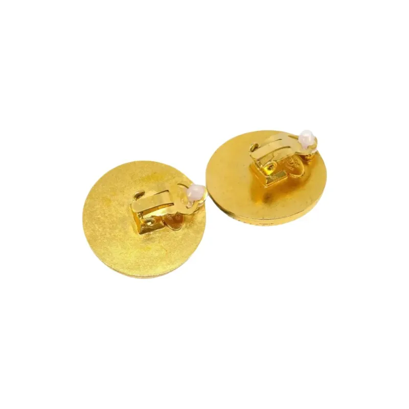 CHANEL 1994 Plated Cc Round Clip On Earrings Costume Earrings-1