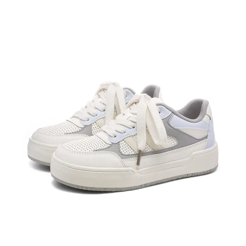 The New Age Family Low Top Skateboard Shoes Women's Beige Blue-1
