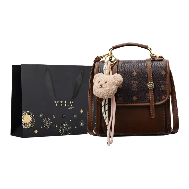Yi Brigade PU Backpack Regular Women's Black/Ecru/Pink/Coffee-12