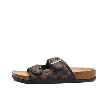 YUZHAOLIN EVA Rubber Sole Cork Sole Slip Resistant Abrasion Resistant Slide Slippers Unisex Brown