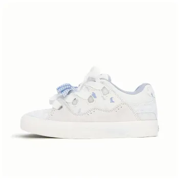 SHUXIAOBEI Anti Slip Wear Resistant Low Top Skateboard Shoes Women's White Blue