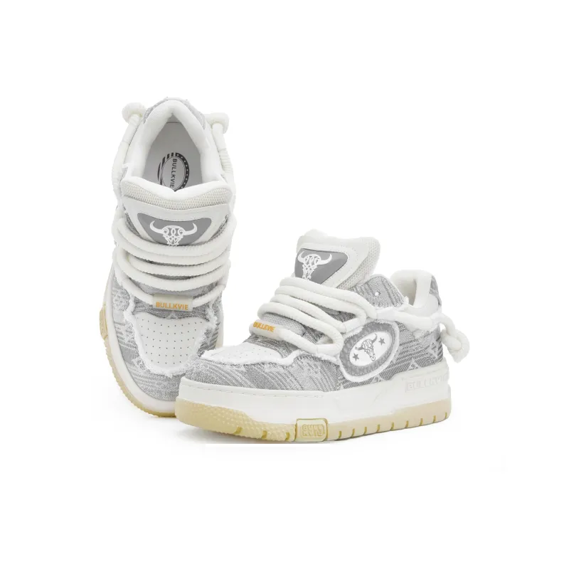 BULLKVIE Skateboard Shoes Unisex Low Top White-2