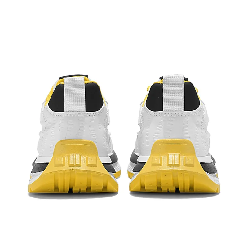 Binary Breathable Height Increase Low Top Casual Shoes Men's White Yellow-5