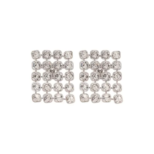 Balenciaga Brass, Glass Earrings Women's Silver