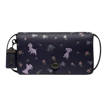 COACH Disney Collaboration Dinky Leather Handheld Shoulder Bag Crossbody Bag Medium Size Women's Ink Black