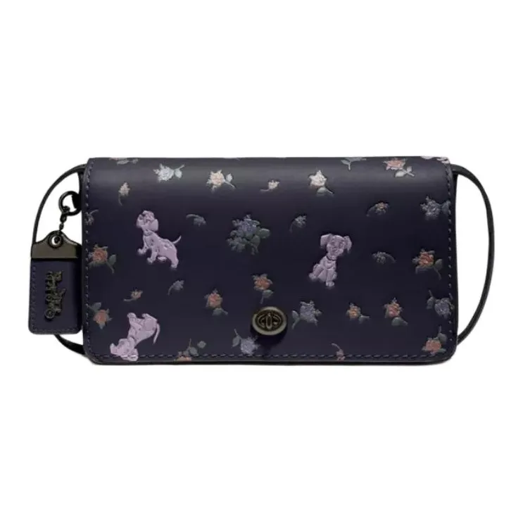 COACH Disney Collaboration Dinky Leather Handheld Shoulder Bag Crossbody Bag Medium Size Women's Ink Black-0