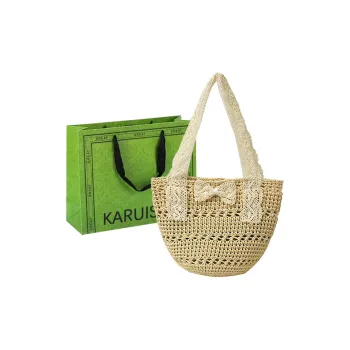 KARUISHA Woven Bucket Bag, Shoulder Bag Women's Ecru/Khaki/Black