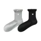 [2 Pack, Sweet Style Heart Embroidery]Light Gray+Black