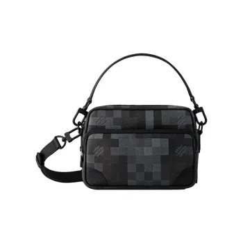 LOUIS VUITTON Textured Leather Shoulder Bag, Crossbody Bag, Handbag Men's Black