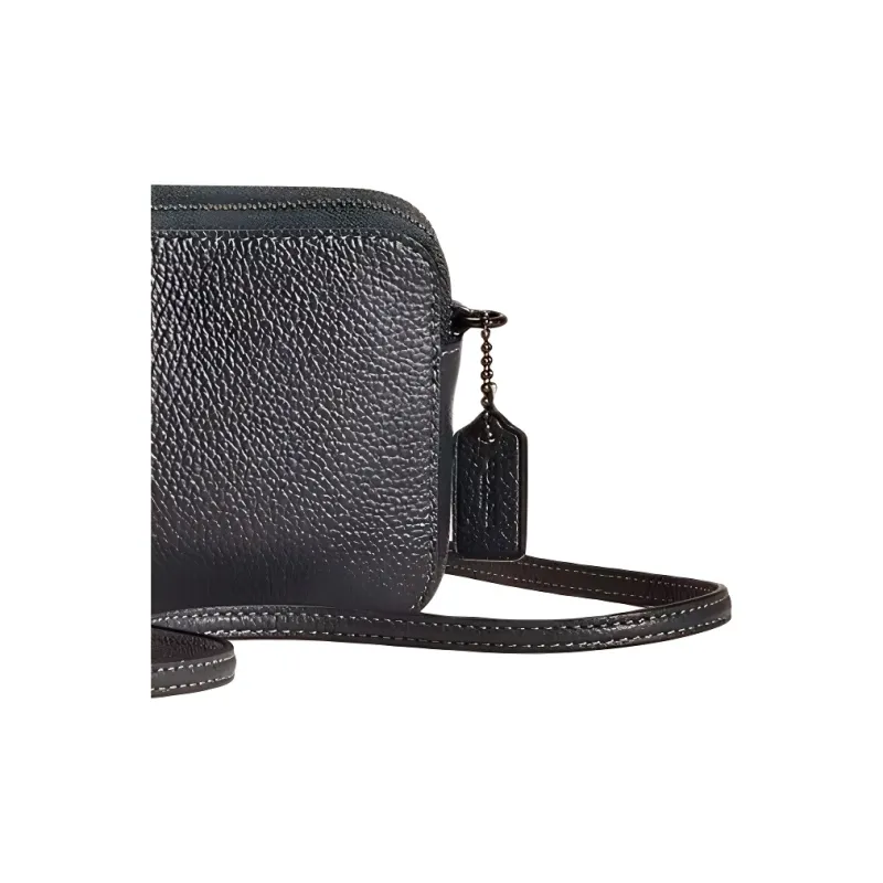 COACH Kira Polished Pebbled Leather Shoulder Bag Crossbody Bag Small Size Women's Tin-Colored With Pine Green-1