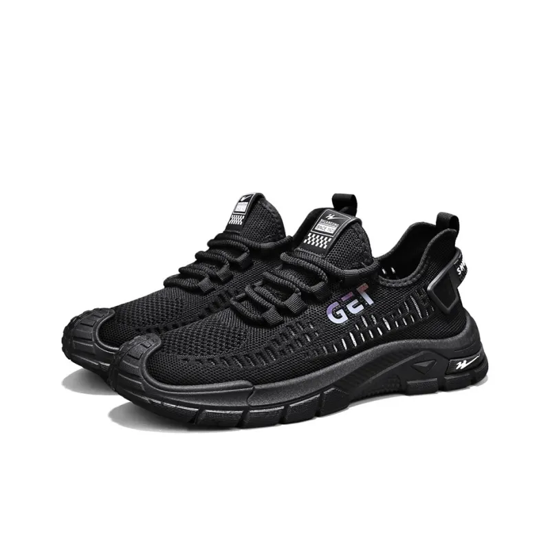 Binary Lightweight And Breathable Low Top Casual Shoes Men's Black-6