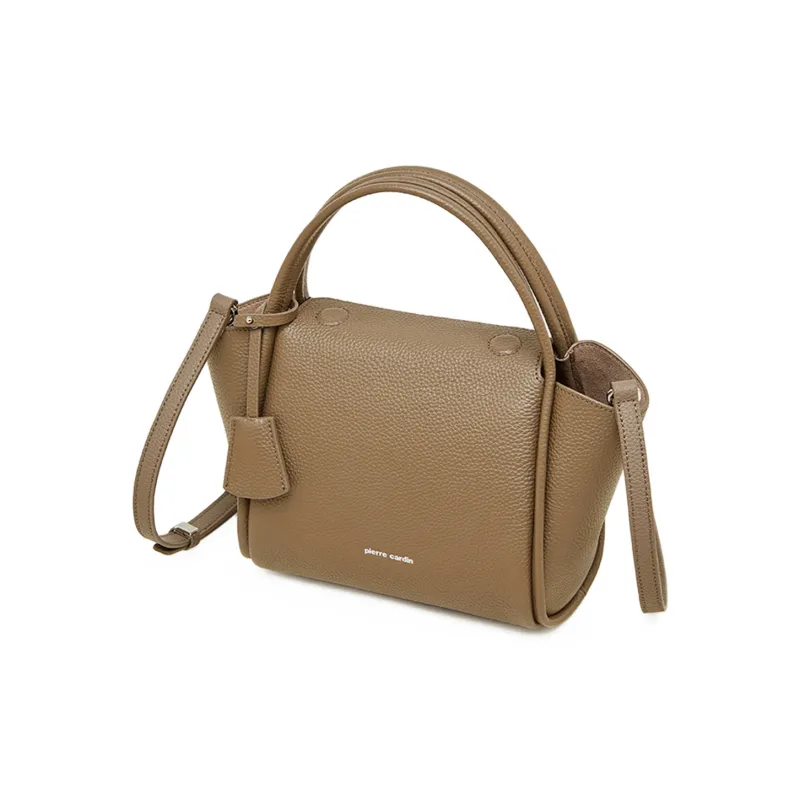 PIERRE CARDIN Cow Leather Shoulder Bag, Crossbody Bag, Handbag Regular Women's Black/Beige/Elephant Gray-9