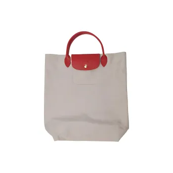 LONGCHAMP Le Pliage Re-play Canvas With Leather Tote Bag Shopping Bag Handbag Women's Gray & Blue