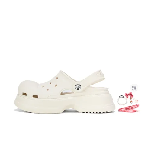 Ouder Sand Open Ended Smiley Collection, Heart Holes All Summer, Vanilla Ice Cream Clogs Women's White