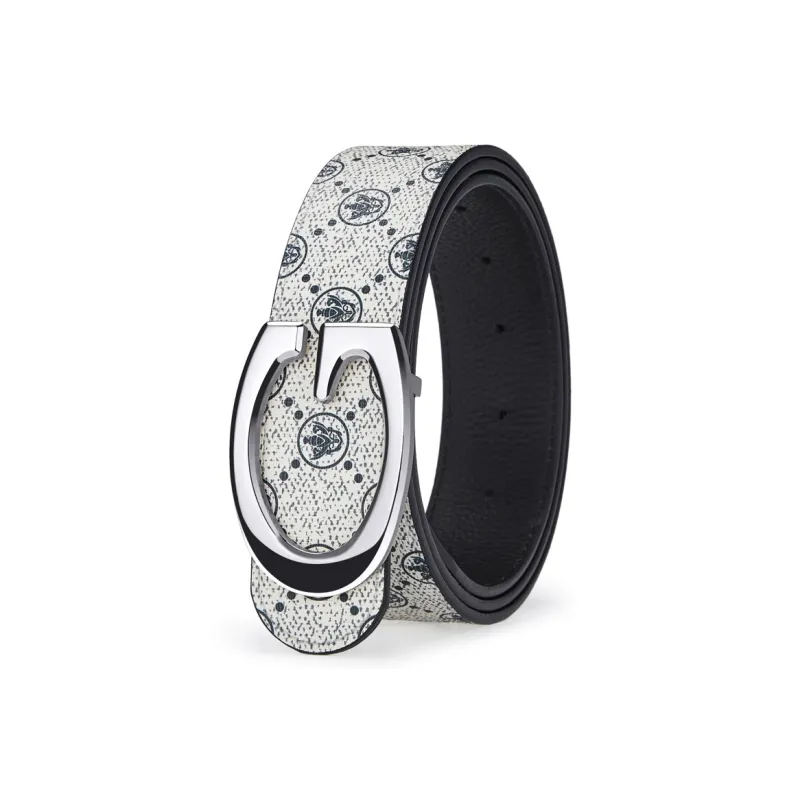 Jeccieziio Cow Leather Belts Men's Gunmetal, Gold, Silver Width 3.8CM-31
