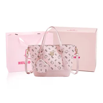 MESUCA Sanrio X Hello Kitty Collaboration Kitty Series PU Tote Bag, Shoulder Bag Regular Women's Pink