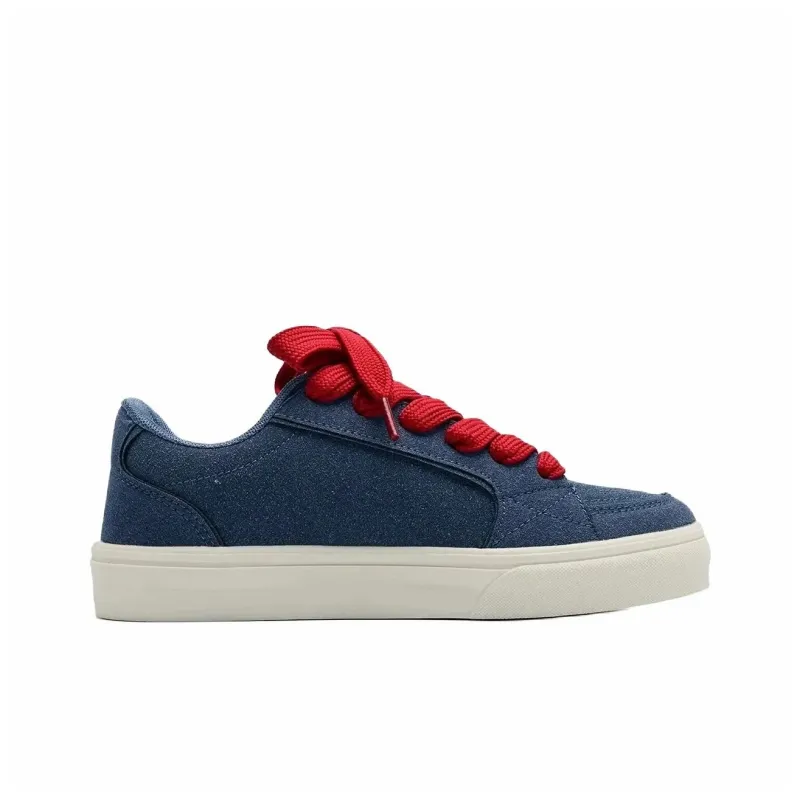 ABCIO Skateboard Shoes Unisex Low Top Navy Blue Yellow Shoelace/Denim Blue Red Shoelace/Black White Red Shoelace/Navy Blue Yellow Blue Double Shoelace-9