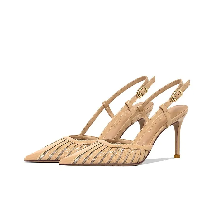 Lan Miao Slim Heel High Heels 8CM Women's Nude-2