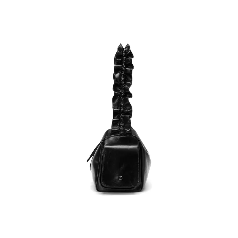 JELLYTOYBOY High Texture Cow Leather Cloud Cluster Bucket Bag Underarm Crossbody Bag, Shoulder Bag Tubas Women's Black-3