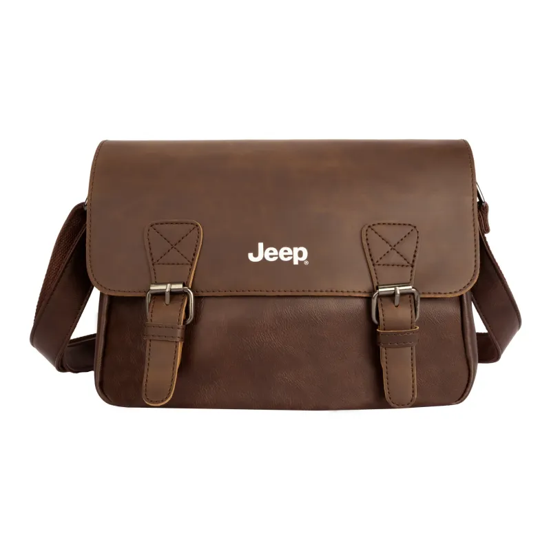 Jeep PU Large Capacity Travel Messenger Bag, Shoulder Bag, Crossbody Bag Regular Unisex Black/Coffee/Earth Yellow-3