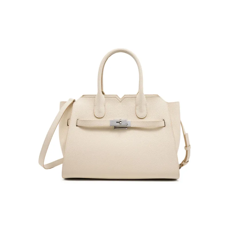 PIERRE CARDIN Cow Leather Shoulder Bag, Handbag Tubas Women's Black/Elephant Grey/Beige-14