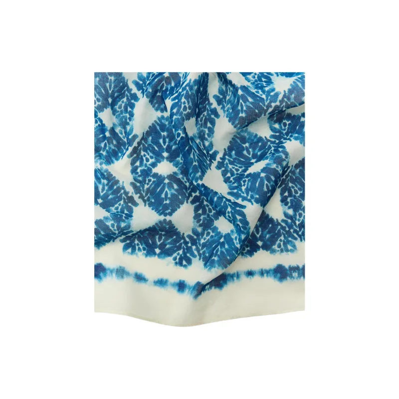 ZARA Cotton Knit Scarves Women's Blue-2