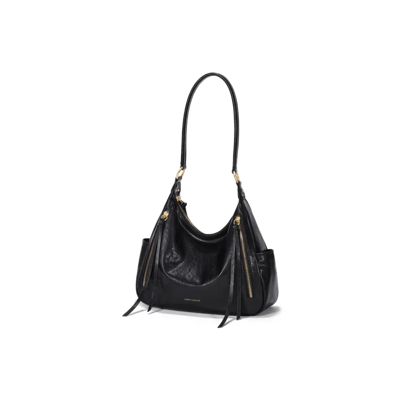 CNOLES Synthetic Leather Casual Workplace Date Commute Crossbody Bag Shoulder Bag Regular Women's Black/White-1
