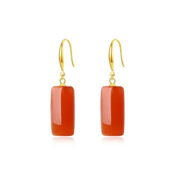 QIAOWUQIAONV Southern Red Agate Earrings Women's
