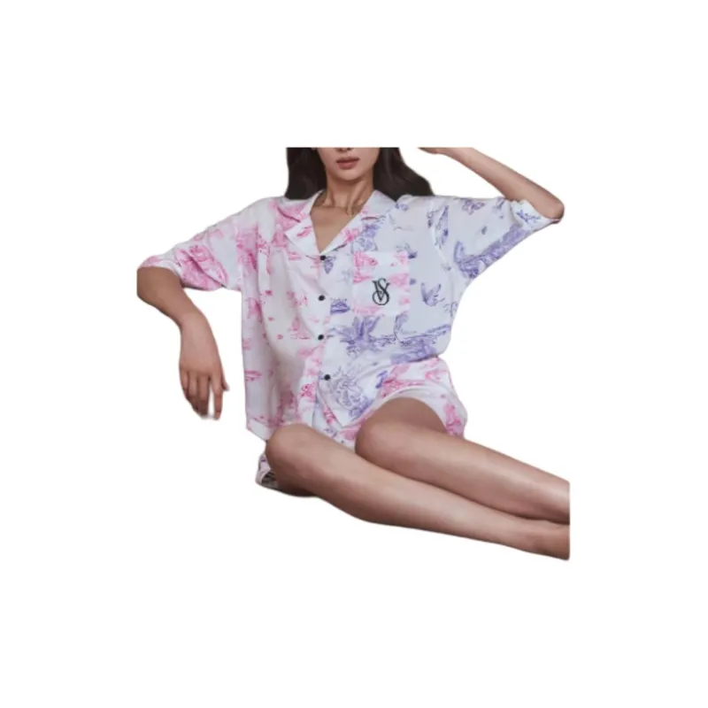 Victoria's Secret Pajama Set Women's Pink Purple Multicolor Print-4