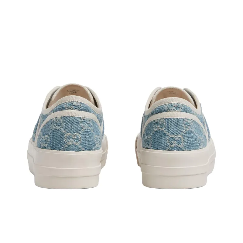 GUCCI Low Top Canvas Shoes Women's Light Blue-4