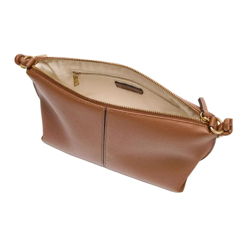 ZARA Polyurethane Shoulder Bag, Crossbody Bag Medium Size Women's Dark Brown Yellow-2