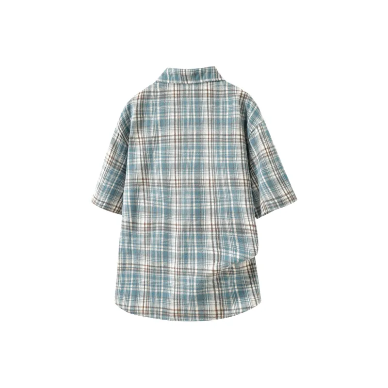 IN'S Shirts Unisex Blue Plaid-1