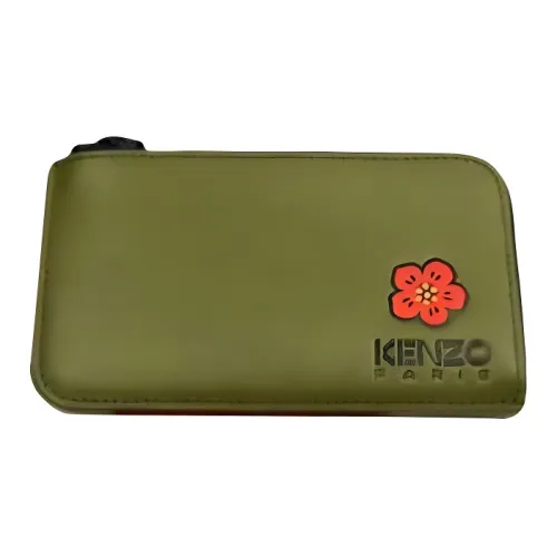 KENZO Leather Wallets Card Holders Women's Green