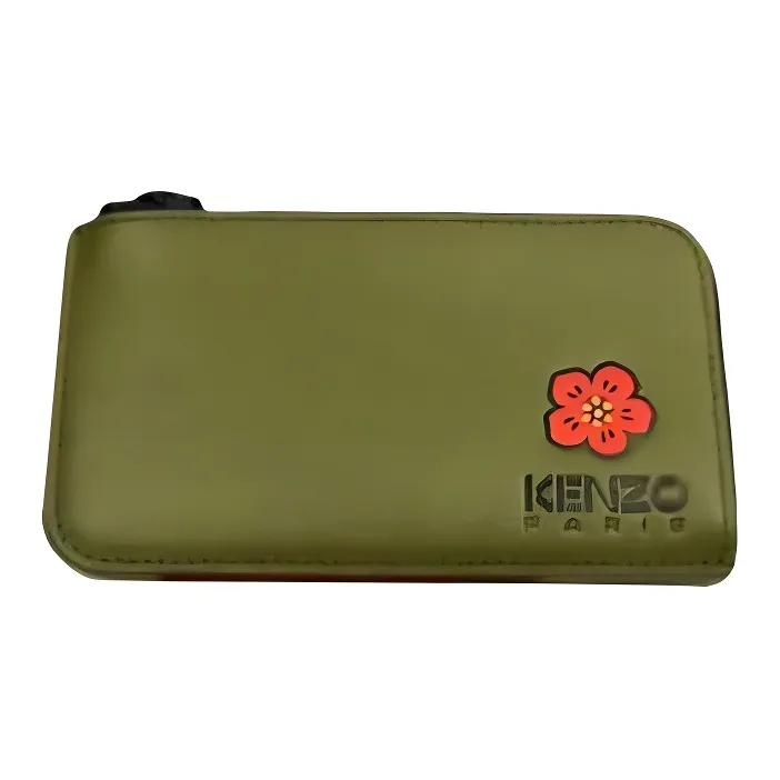 KENZO Leather Wallets Card Holders Women's Green-0