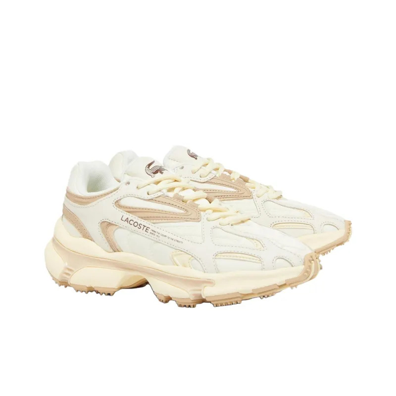 LACOSTE Anti Slip Wear Resistant Low Top Running Shoes Women's White Brown-2