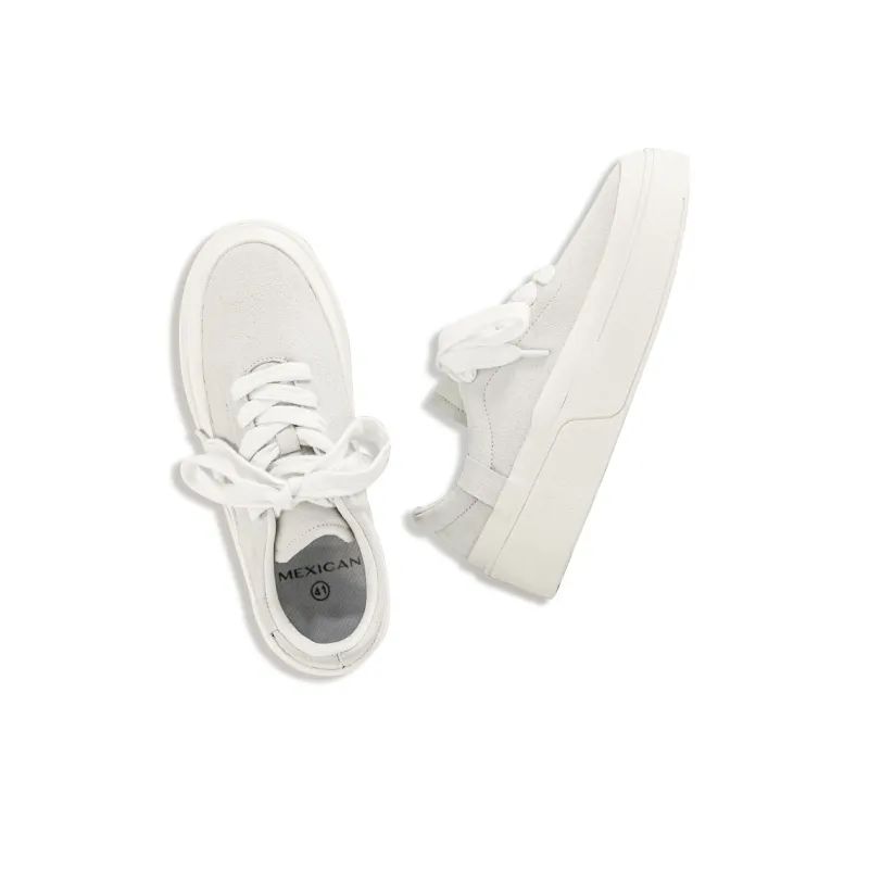 MEXICAN Slip Resistant, Abrasion Resistant, Lightweight Low Top Skateboard Shoes Men's White-4