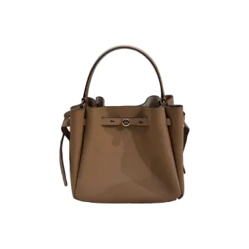 TORY BURCH Romy Cow Leather Bucket Bag, Shoulder Bag, Crossbody Bag, Handbag Women's Mushroom Gray