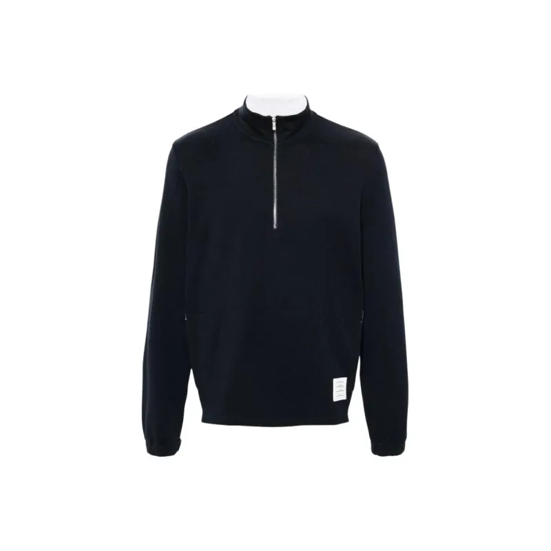 THOM BROWNE Classic 4 Bar Half Zip Sweatshirt-0