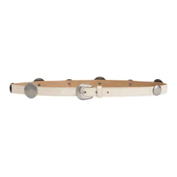 ZARA Cow Leather, Metal Leather Belts Women's White 