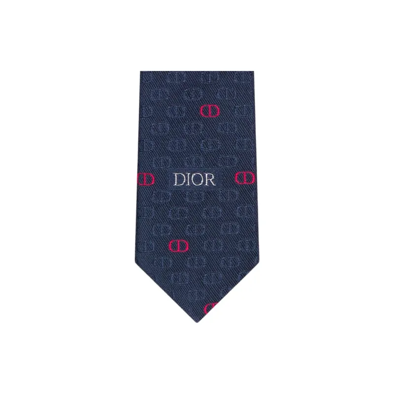 DIOR Mulberry Silk Ties Men's Marine Blue-1