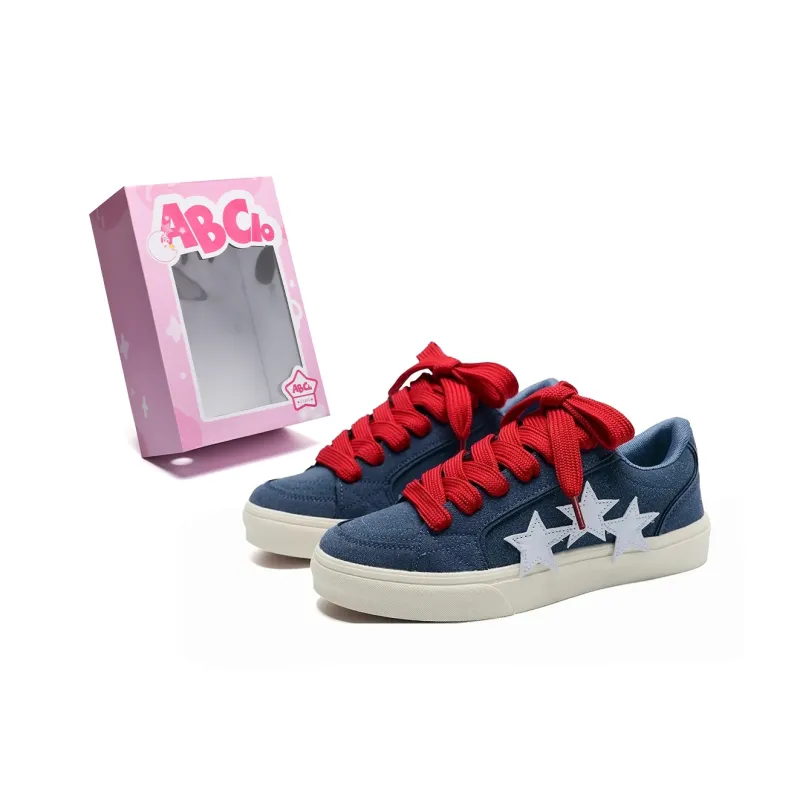 ABCIO Skateboard Shoes Unisex Low Top Navy Blue Yellow Shoelace/Denim Blue Red Shoelace/Black White Red Shoelace/Navy Blue Yellow Blue Double Shoelace-5