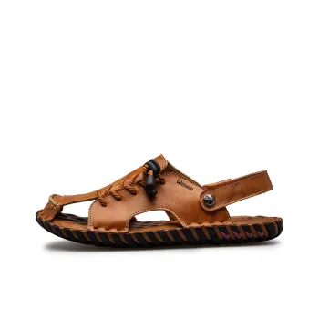 Wen Nai Beach Sandals Men's Yellow Brown