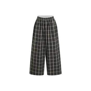 Ariseism Casual Pants Women's Black Yellow Plaid
