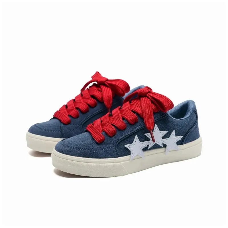 ABCIO Skateboard Shoes Unisex Low Top Navy Blue Yellow Shoelace/Denim Blue Red Shoelace/Black White Red Shoelace/Navy Blue Yellow Blue Double Shoelace-7