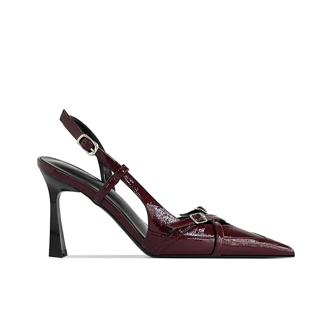 Lan Miao Slim Heel High Heels 8CM Women's Burgundy-1