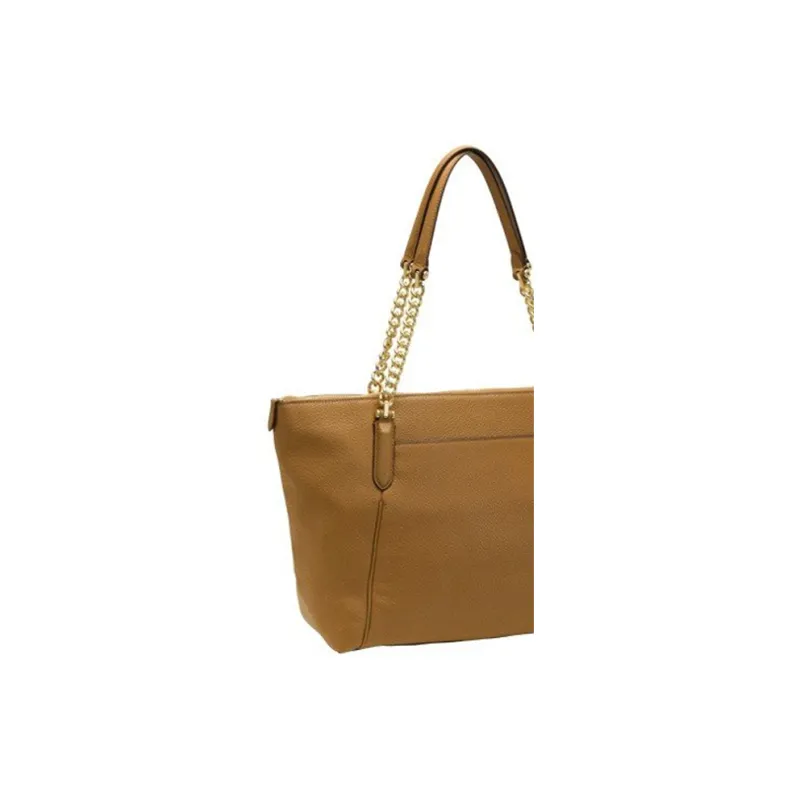 COACH Ava Leather Portable One Shoulder Chain Tote Tubas Women's Brown-2