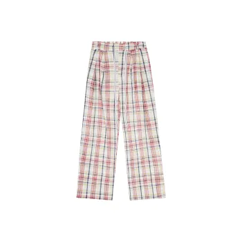 VINMUK Casual Pants Women's Pink Plaid