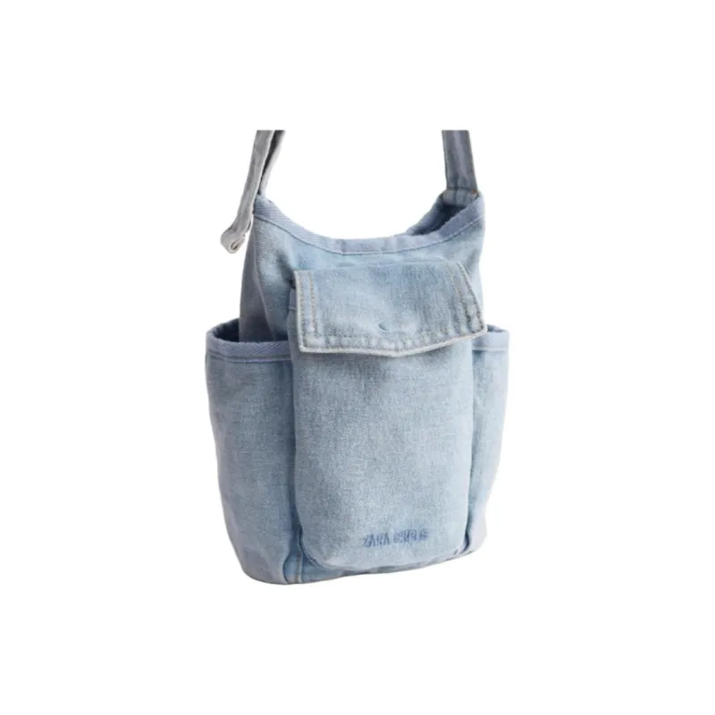ZARA SRPLS Series Recycled Cotton Shoulder Bag, Crossbody Bag Women's Blue-3